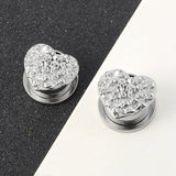 2PCS Heart Skull Ear Tunnels Plugs Stainless Steel Ear Gauges Expander