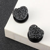 2PCS Heart Skull Ear Tunnels Plugs Stainless Steel Ear Gauges Expander