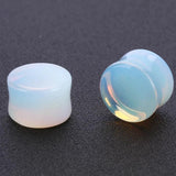 Opalite Stone Saddle Gauge Plug Tunnel Ear Plugs Body Piercing Jewelry