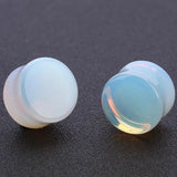 Opalite Stone Saddle Gauge Plug Tunnel Ear Plugs Body Piercing Jewelry