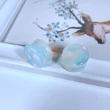 Opalite Stone Saddle Gauge Plug Tunnel Ear Plugs Body Piercing Jewelry