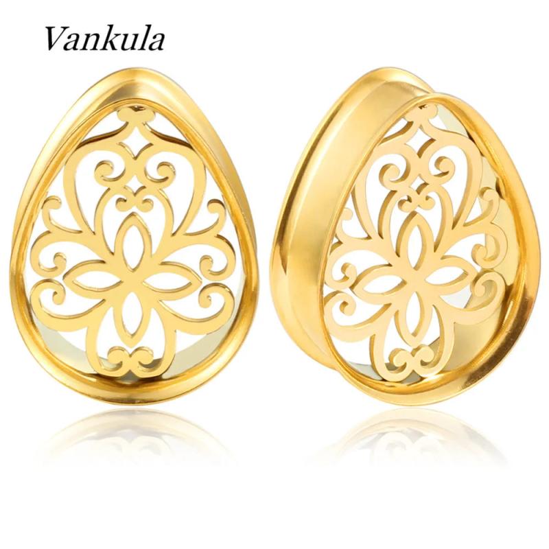 Stainless Steel Water Drop Ear Plug Tunnels Gauges