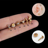ASTM F136 Titanium Lip Stud Earring G23 Flat Back Cartilage Earring 1.2X8MM