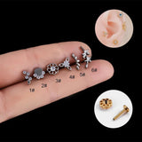 ASTM F136 Titanium Lip Stud Earring G23 Flat Back Cartilage Earring 1.2X8MM