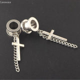 Leosoxs 2 Pcs Cross Retro Ear Amp Stainless Steel Pendant Ear Pin