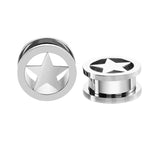 Kubooz Stainless Steel Star Logo Ear Plugs Tunnels Earrings Pair