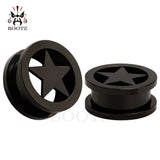 Kubooz Stainless Steel Star Logo Ear Plugs Tunnels Earrings Pair