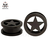 Kubooz Stainless Steel Star Logo Ear Plugs Tunnels Earrings Pair