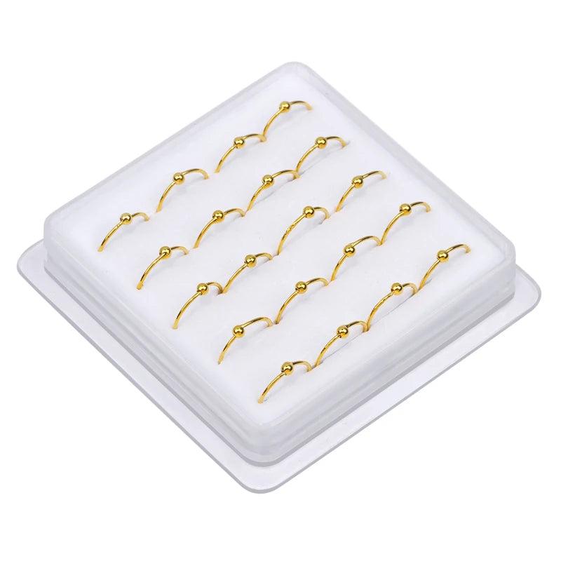 20Pcs Ball Closure Hoop Nose Rings 10MM Thin 22G Body Piercing Jewelry