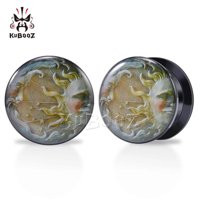 Acrylic Sun Moon Ear Tunnels Plugs Body Piercing Earring Gauges 6-30mm 2PCS