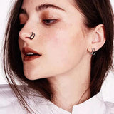 12pcs Double Nose Hoop Ring Nostril Piercing Jewelry
