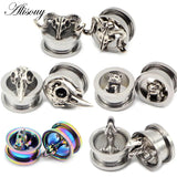 2pcs Stainless Steel Ear Gauges Bird Sheep Dinosaur Earrings Plugs Tunnels