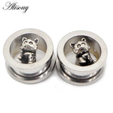 2pcs Stainless Steel Ear Gauges Bird Sheep Dinosaur Earrings Plugs Tunnels