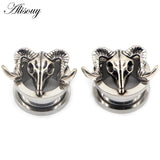 2pcs Stainless Steel Ear Gauges Bird Sheep Dinosaur Earrings Plugs Tunnels