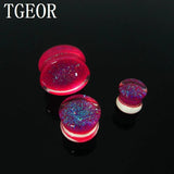 Glitter UV Acrylic Ear Plugs 1 Pair Mixed Gauges