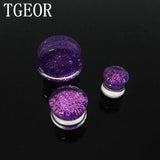 Glitter UV Acrylic Ear Plugs 1 Pair Mixed Gauges
