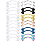 24PCS Acrylic Bioflex & Steel Curved Nipplerings Tongue Piercing Retainer