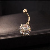 16G Shining CZ Ball Navel Piercing Nombril Belly Button Rings Retro Style