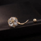 16G Shining CZ Ball Navel Piercing Nombril Belly Button Rings Retro Style