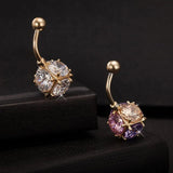 16G Shining CZ Ball Navel Piercing Nombril Belly Button Rings Retro Style