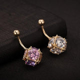 16G Shining CZ Ball Navel Piercing Nombril Belly Button Rings Retro Style