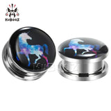 Stainless Steel Plutus Cat Wolf Logo Ear Piercing Tunnels Studs