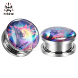 Stainless Steel Plutus Cat Wolf Logo Ear Piercing Tunnels Studs