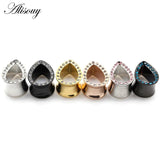 Water Drop Crystal Ear Tunnels Stainless Steel Piercing