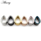 Water Drop Crystal Ear Tunnels Stainless Steel Piercing