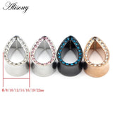 Water Drop Crystal Ear Tunnels Stainless Steel Piercing