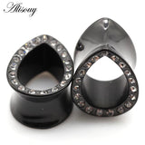 Water Drop Crystal Ear Tunnels Stainless Steel Piercing