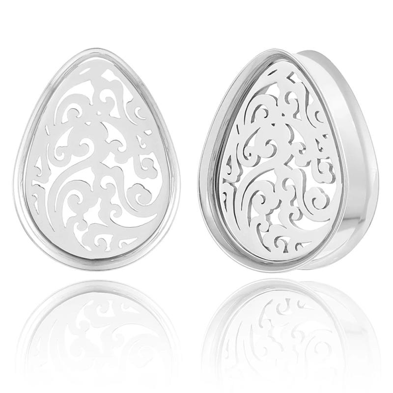 Stainless Steel Water Drop Ear Plugs Teardrop Gauge Body Piercing