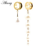 Water Drop Pearls Ear Plugs Expanders Stretcher Gauges Earrings