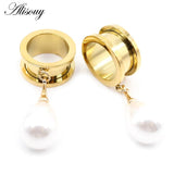 Water Drop Pearls Ear Plugs Expanders Stretcher Gauges Earrings