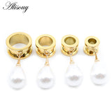 Water Drop Pearls Ear Plugs Expanders Stretcher Gauges Earrings