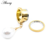Water Drop Pearls Ear Plugs Expanders Stretcher Gauges Earrings