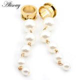 Water Drop Pearls Ear Plugs Expanders Stretcher Gauges Earrings