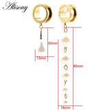 Water Drop Pearls Ear Plugs Expanders Stretcher Gauges Earrings