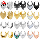 Mother of Pearl Ear Saddle Gauges Stainless Steel Ear Plugs Tunnels