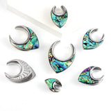 Mother of Pearl Ear Saddle Gauges Stainless Steel Ear Plugs Tunnels