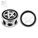 ZS Stainless Steel Stars Ear Plugs Tunnels Screw Fit Ear Tunnels