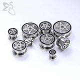 ZS Stainless Steel Stars Ear Plugs Tunnels Screw Fit Ear Tunnels