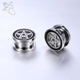 ZS Stainless Steel Stars Ear Plugs Tunnels Screw Fit Ear Tunnels