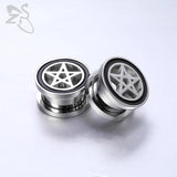 ZS Stainless Steel Stars Ear Plugs Tunnels Screw Fit Ear Tunnels