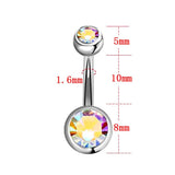 15pcs Mixed Double Gem Surgical Steel Belly Button Rings Navel Piercings
