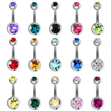 15pcs Mixed Double Gem Surgical Steel Belly Button Rings Navel Piercings
