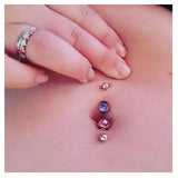 15pcs Mixed Double Gem Surgical Steel Belly Button Rings Navel Piercings
