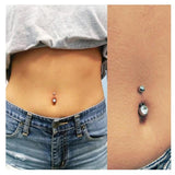 15pcs Mixed Double Gem Surgical Steel Belly Button Rings Navel Piercings