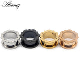 2pcs Stainless Steel Ear Gauges Plugs Flower Lace Ear Flesh Tunnel Expanders