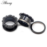 2pcs Stainless Steel Ear Gauges Plugs Flower Lace Ear Flesh Tunnel Expanders